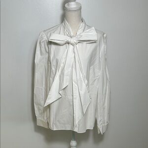 Mare Mare x Anthropologie Elegant White Blouse with Bow Large